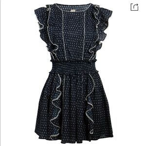 Womens La Vie Rebecca Taylor Floral Ruffle Cotton Minidress In Midnight Navy Com